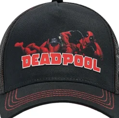 Deadpool Marvel Capslab Trucker Cap - Schwaarze Kappe mit Deadpool Print Logo