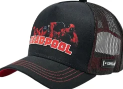Deadpool Marvel Capslab Trucker Cap - Schwaarze Kappe mit Deadpool Print Logo
