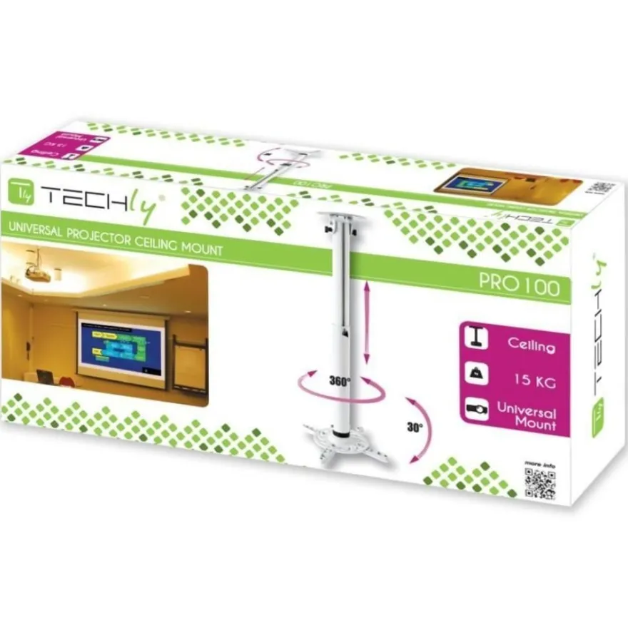 Deckenhalterung Techly Weiß Aluminium und Stahl
