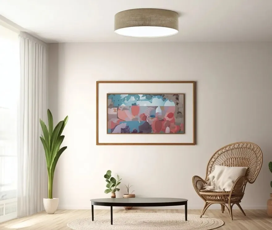 Deckenleuchte Plafond Elegant 60cm Leinen-Grau