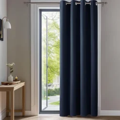 Deconovo Thermogardine Blickdicht mit Ösen, 245x140 cm, Dunkelblau, 1 Stück