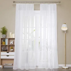 Deconovo Transparente Gardinen mit Kräuselband 245x140 Weiß 2er Set Schwere