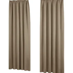 Deconovo Verdunklungsvorhänge mit Kräuselband, Kälteschutz, 245x140 cm, Taupe