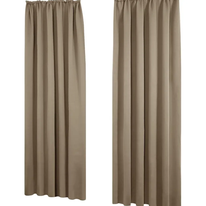 Deconovo Verdunklungsvorhänge mit Kräuselband, Kälteschutz, 245x140 cm, Taupe