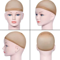 Dehnbare Nylon Haarnetz Perücke Kappen 4 Stück Nackt Beige URAQT