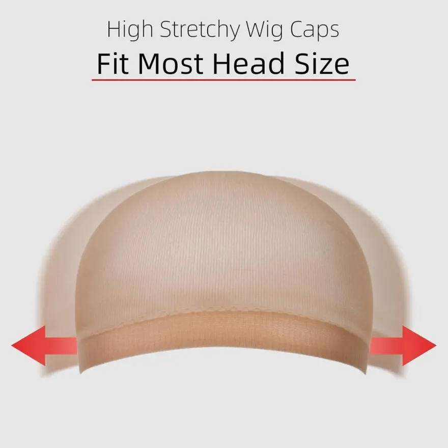 Dehnbare Nylon Haarnetz Perücke Kappen 4 Stück Nackt Beige URAQT