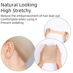 Dehnbare Nylon Haarnetz Perücke Kappen 4 Stück Nackt Beige URAQT