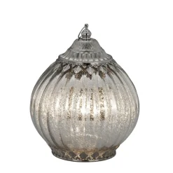 Deko Glas-Laterne 19x15 cm antik Silber LED Tischlaterne Hängelampe Dekoleuchte