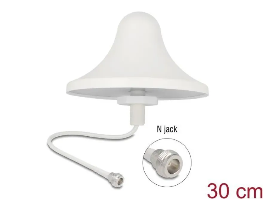 Delock 4G WiFi 2,4 GHz Antenne N Buchse 3 dBi 30 cm RG-58 omnidirektional Decken
