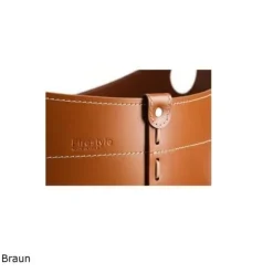 Designer Holzkorb Cadin Braun aus regeneriertem Leder mit Rollen