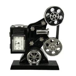 Designer Tischuhr Movie Player Projektor aus Metall