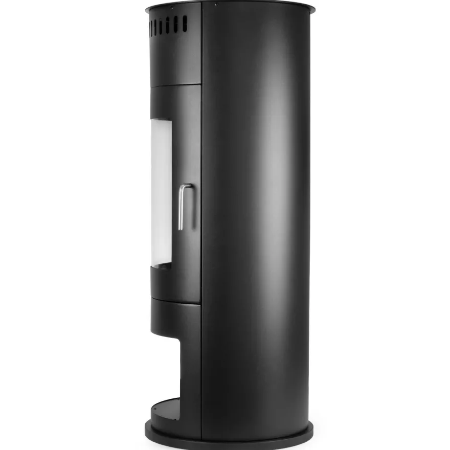 Design Ethanol Kamin rund freistehend 113 cm hoch mit Sichtfenster Schwarz Standkamin