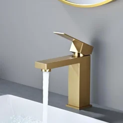 Detbom Waschtischarmatur Gold - Edelstahl 304, Keramikventil, Einhebel