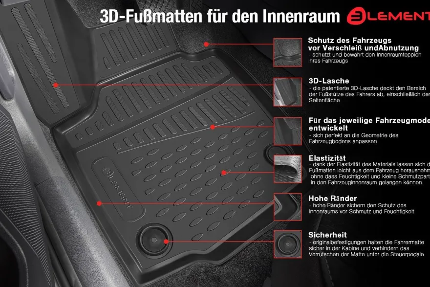 3D Gummimatten Fussmatten fur NISSAN Titan XD Crew Cab 2016-2018 pick-up, 4 tlg