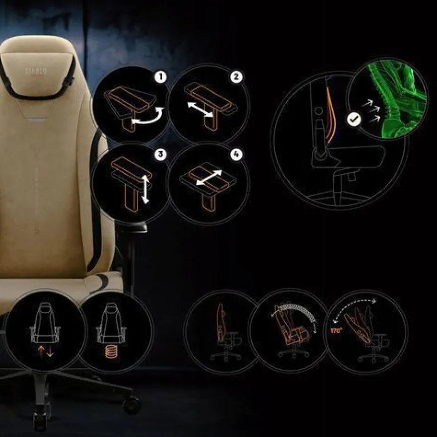 Diablo X. Eye Prime Gaming Stuhl mit Kühlfunktion BürostuhlGröße Normal, Broken Gold