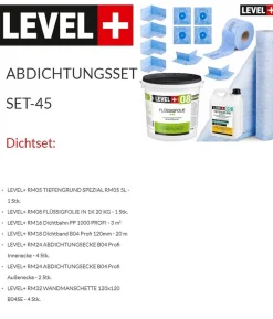 Dicht-Set Abdichtung Bad Dusche 20Kg Flüssigfolie Dichtbahn Dichtband Ecke SET45