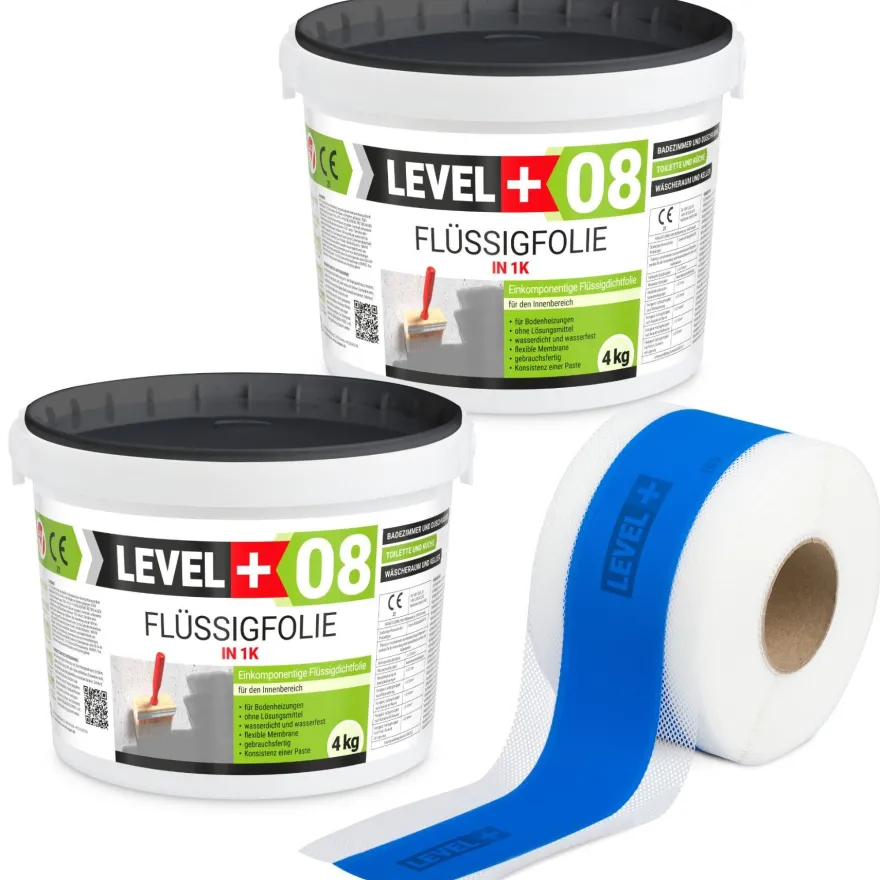 Dichtset Flüssigfolie 8kg Wassersperre Bad Dusche Dichtband Wasserdicht SET297