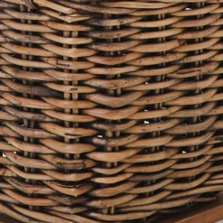 Dickes CL Rattan Korb Cestino braun ca.70cm Teakbodenplatte Pflanzkorb Griffe
