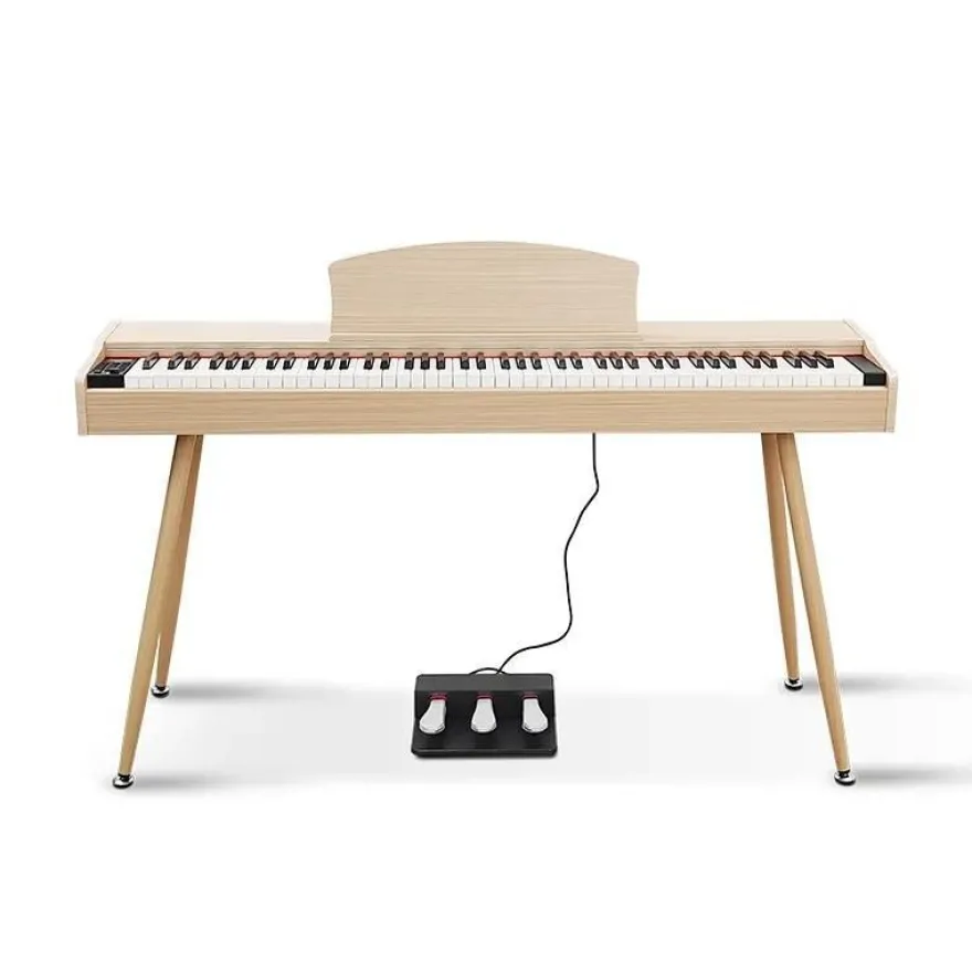 Digitales Klavier Piano Heimklavier Digital Keyboard 135cm Hellbraun