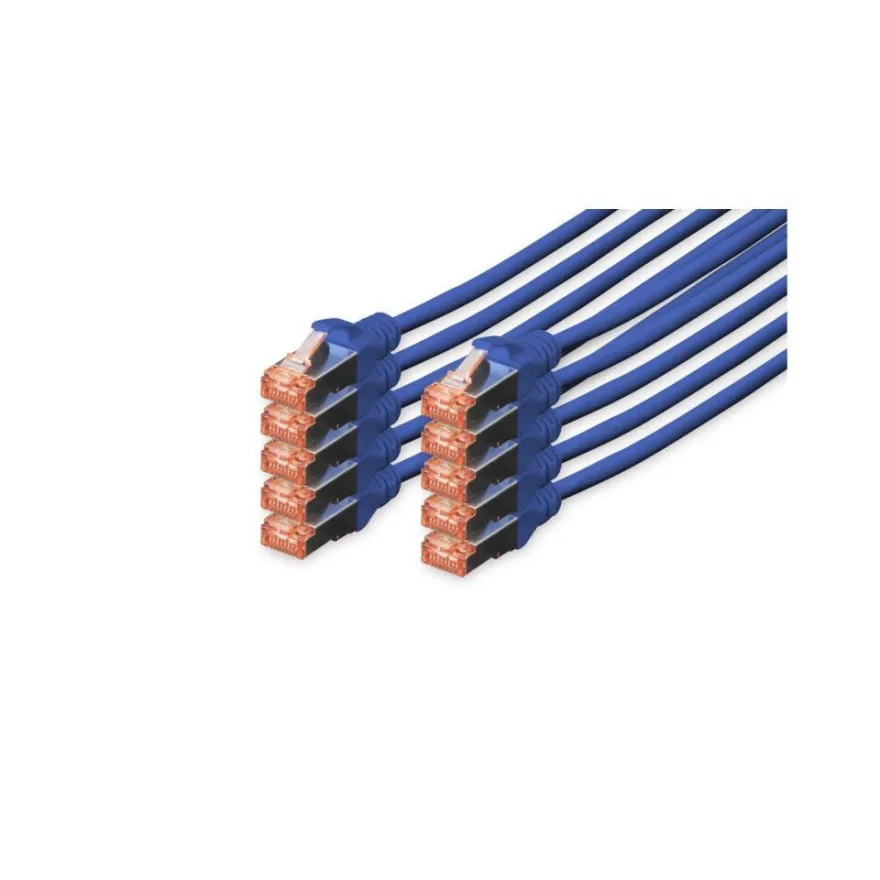 Digitus CAT 6 S/FTP Patchkabel, 10 Stück, 0,25m, blau