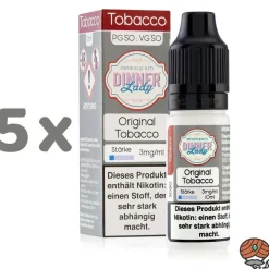 Dinner Lady Original Tobacco 3mg/ml Nikotin, 50/50 Liquid 5x 10ml