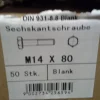 DIN 931 Sechskant-Schaftschraube M14x80 Stahl 8.8 Verzinkt 2 Stk