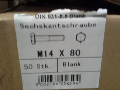 DIN 931 Sechskant-Schaftschraube M14x80 Stahl 8.8 Verzinkt 2 Stk