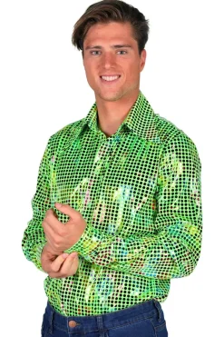 Disko Hemd Herren Paillettenhemd Dancing 70er 80er LA Glitzer Karneval Fasching