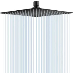 DLLCCM Regendusche 12 Zoll Duschkopf aus Edelstahl 304, Quadratisch, Schwarz
