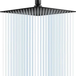 DLLCCM Regendusche 12 Zoll Duschkopf aus Edelstahl 304, Quadratisch, Schwarz