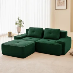 Dolamaní Boneless Modulares 2-Sitzer Sofa + 1 Hocker, Cord, Montagefrei