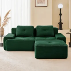 Dolamaní Boneless Modulares 2-Sitzer Sofa + 1 Hocker, Cord, Montagefrei