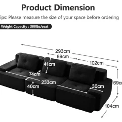 Dolamaní Boneless Modulares 3-Sitzer-Sofa Cord, Montagefrei, Tiefersitz