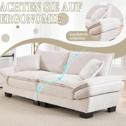 Dolamaní Polstersofa 2-Sitzer Couch mit gepolsterten Armlehnen und Beinen