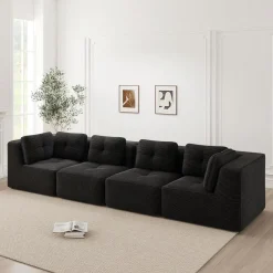 Dolamaní 4-Sitzer Ecksofa aus Cordstoff, modular, ohne Montage, hochelastische