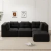 Dolamaní 3-Sitzer Modulares Ecksofa aus Cordstoff mit 1 Fußstütze - Schwarz