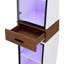 Dolamaní Vitrine 200 cm hoch mit LED Beleuchtung, 2 Glastüren, Schublade