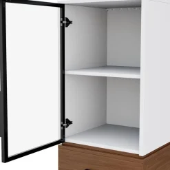 Dolamaní Vitrine 200 cm hoch mit LED Beleuchtung, 2 Glastüren, Schublade