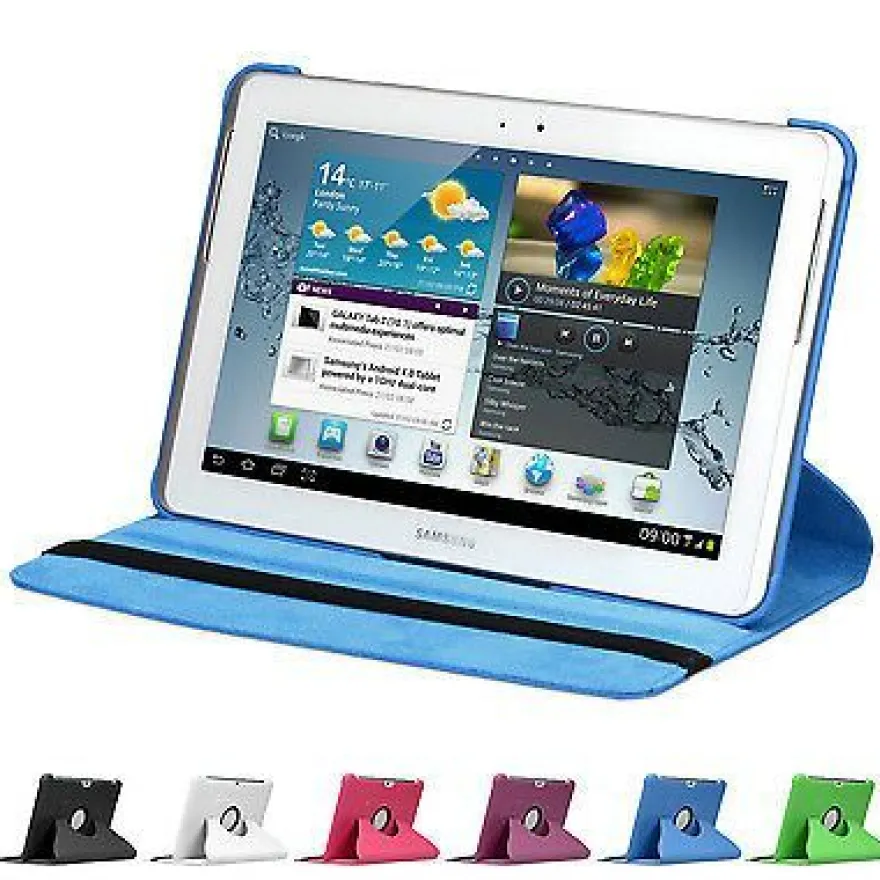 doupi 360 Grad Hülle Samsung Tab 2 7 / 10,1 Kunstleder Cover Case Ständer Etui Tasche