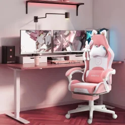 Dowinx Gaming Stuhl rosa Katze Edition mit Lendenstütze