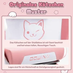 Dowinx Gaming Stuhl rosa Katze Edition mit Lendenstütze
