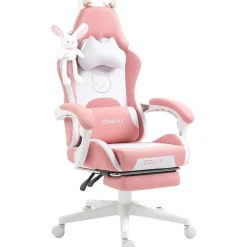 Dowinx Gaming Stuhl rosa Katze Edition mit Lendenstütze