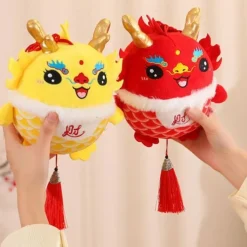 Drache Stofftier Plüschtiere Glücksdrache Rot und Gelb Plüsch Spielzeug