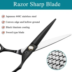 DRAGON RIOT Friseurschere Set 6.0 Zoll Profi Japanische Haarschere Schwarz