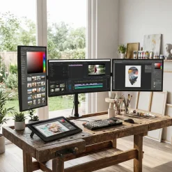 Dreifach Monitor Halterung Tischhalterung 360° für Homeoffice 13-27 Zoll 8kg