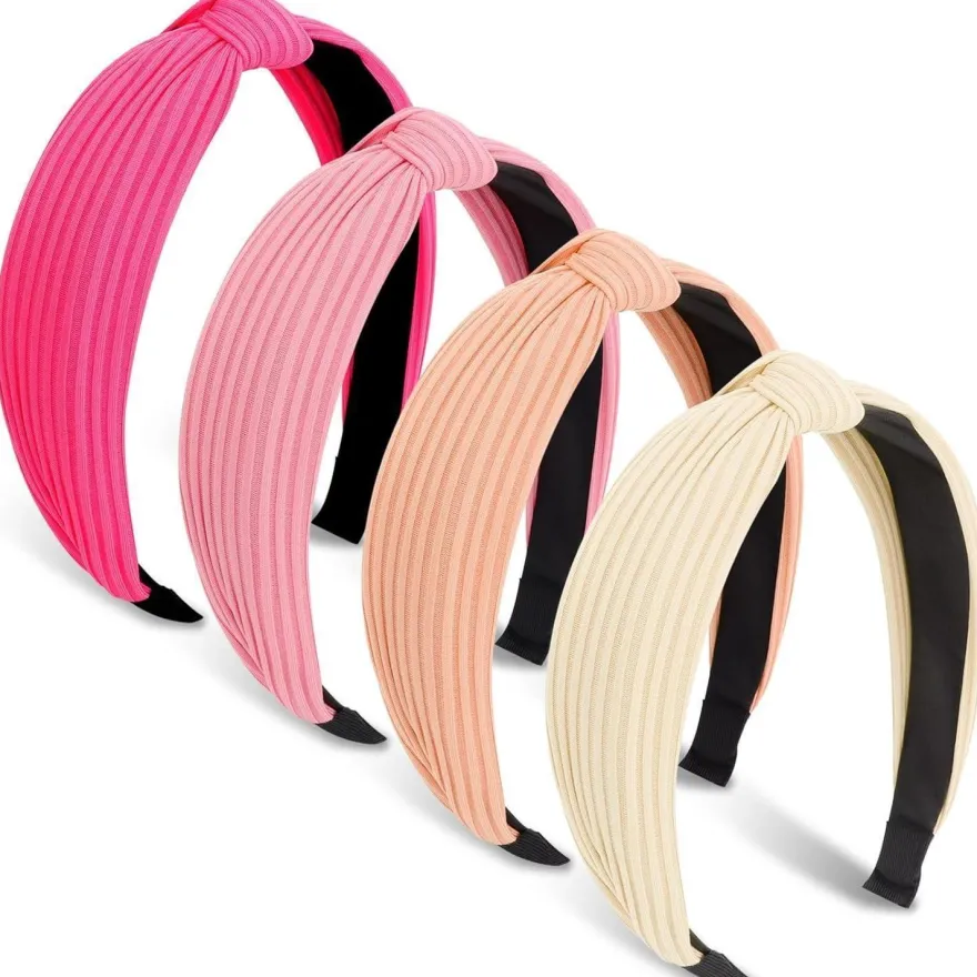 Dreshow Haarreifen Damen Mädchen Boho Stirnband 4er Pack breit Knoten