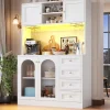DRIXNO Küchenschrank mit LED-Beleuchtung, 4 Türen, Sideboard für Küche