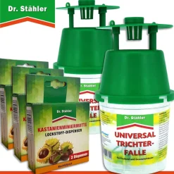 Dr. Stähler 2 Universal-Trichterfalle + 2 x 2 Kastanienminiermotte Lockstoff