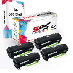 Druckerpapier A4 + 4x Multipack Set Kompatibel für Lexmark MX 517 (51B2H00) Toner ...