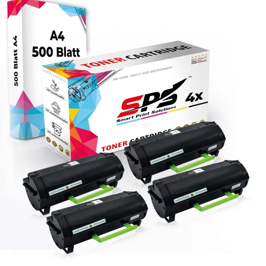 Druckerpapier A4 + 4x Multipack Set Kompatibel für Lexmark MX 517 (51B2H00) Toner ...